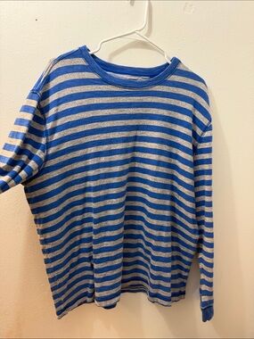 Tommy Hilfiger Blue & Gray Striped Crewneck Sweater
